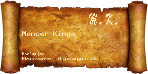 Mencer Kinga névjegykártya